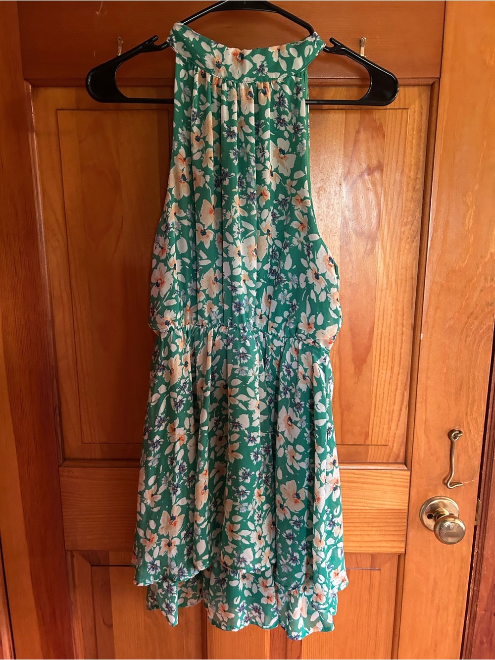 Sienna Sky Green Floral Halter Mini Dress